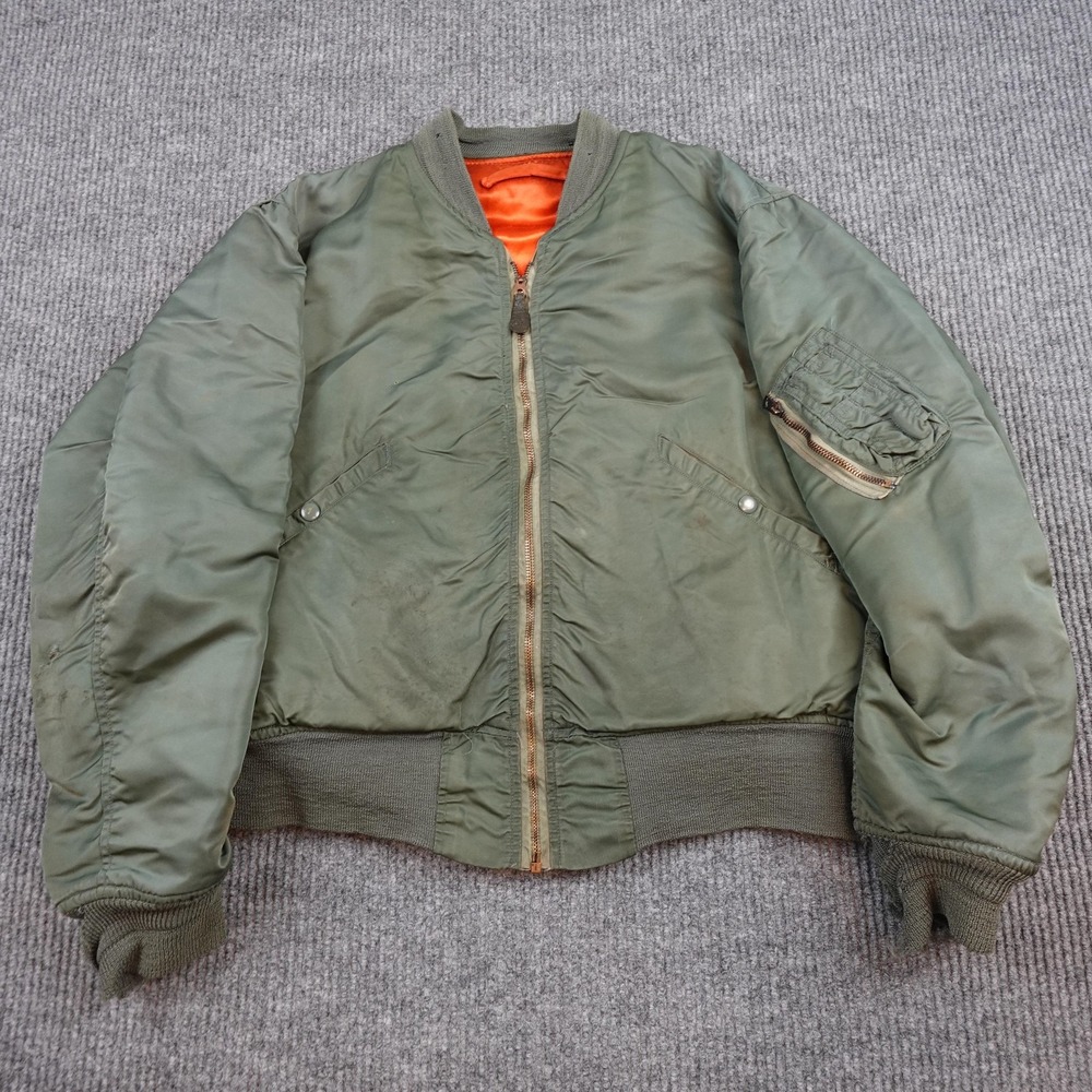 Vintage 60s Alpha Industries MA-1 Flight Jacket Mens Large Green Bomber USA 1969